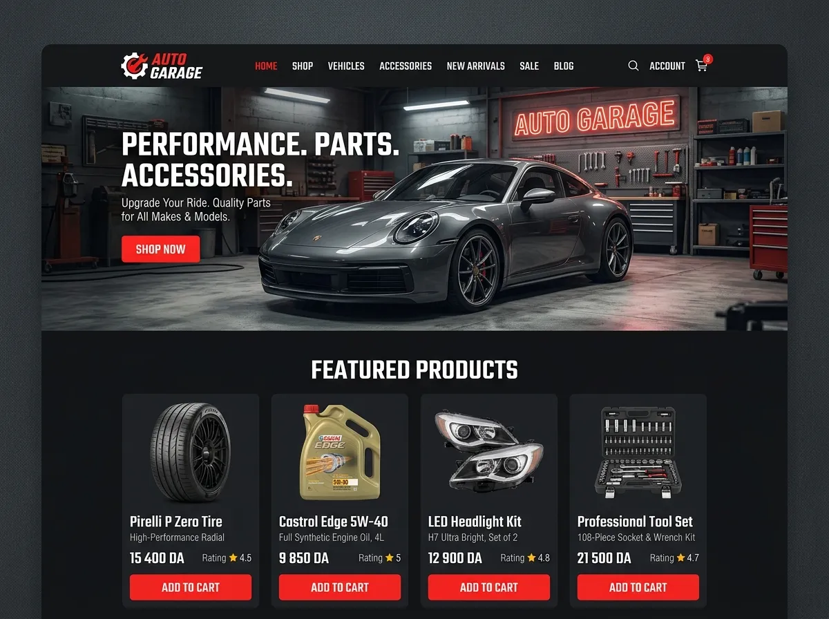 Auto Garage Kllix storefront theme for Automotive